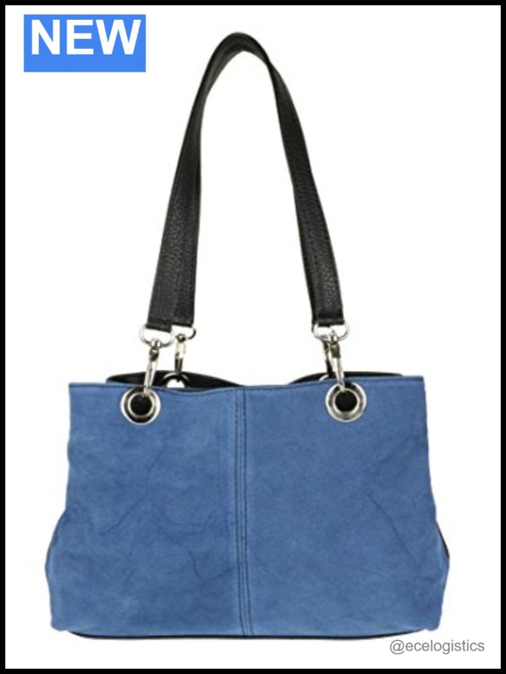 Genuine Suede Shoulder Bag with Handles, 3 Compartments